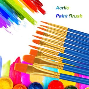 JOINREY Paint Brushes Set,50 Pcs Round Pointed Tip Paintbrushes Nylon Hair Artist Acrylic Paint Brushes for Acrylic Oil Watercolor, Face Nail Art, Miniature Detailing and Rock Painting (deep Blue)