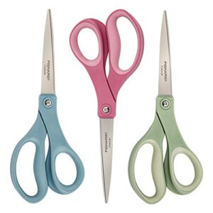 fiskars crafts purpose titanium softgrip fiskars scissors, 3 pack, blue/pink/green