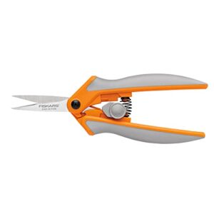 fiskars 190500 razoredge micro-tip easy action shears, 5 inch, orange and gray