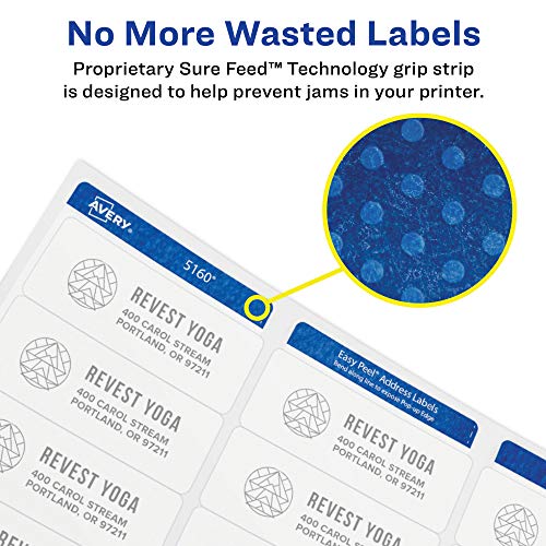 Avery High Visibility Printable Round Labels with Sure Feed, 1-2/3" Diameter, White, 600 Customizable Blank Labels (5293)