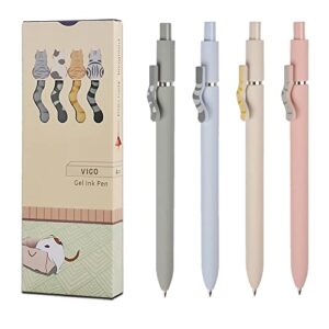 4pcs cute cat ballpoint kawaii pens, colorful 0.5mm fine point retractable pen, comfortable smooth writing pens, quick dry black ink gel pens, cute pens for women & school supplies, aesthetic pens