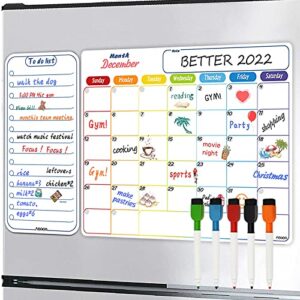 magnetic dry erase refrigerator calendar with markers- monthly fridge calendar and today list, fridge whiteboard with back magnet – color planner white board