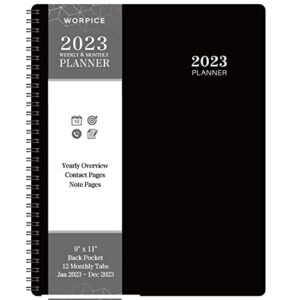 planner 2023 – weekly and monthly planner 2023, 9” × 11”, planner 2023 from jan 2023 to dec 2023, inner pocket, premium paper, twin-wire binding, make your life productive