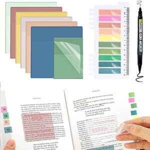 550 pcs transparent sticky notes, 3×3″ clear sticky notes with marker, 2023 planner xurisen 9 pack 2x sticking power translucent sticky note pads for book notes highlights, clean removal