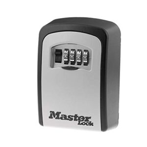 master lock wall mount key lock box, outdoor wall mounted lock box for house keys, key safe with combination lock, 5 key capacity, 5401ec