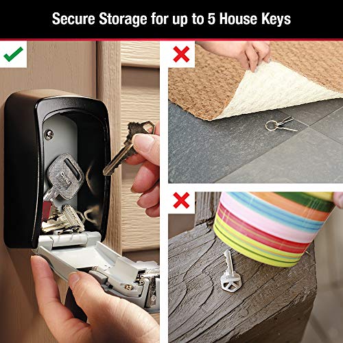 Master Lock Wall Mount Key Lock Box, Outdoor Wall Mounted Lock Box for House Keys, Key Safe with Combination Lock, 5 Key Capacity, 5401EC