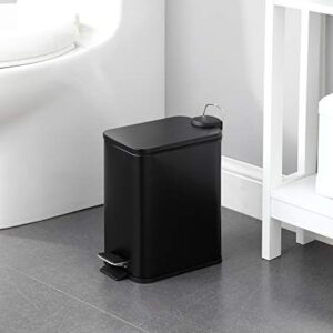 SunnyPoint 5 Liter / 1.32 Gallon Trash Can with Plastic Inner Buckets; Rectangle Bathroom, Office, Kitchen, and Bedroom Step On and Slow Close