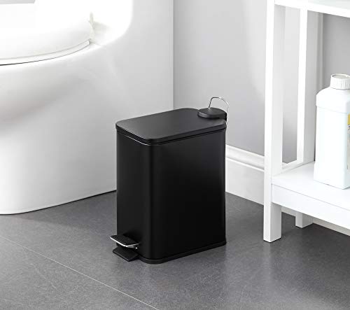 SunnyPoint 5 Liter / 1.32 Gallon Trash Can with Plastic Inner Buckets; Rectangle Bathroom, Office, Kitchen, and Bedroom Step On and Slow Close