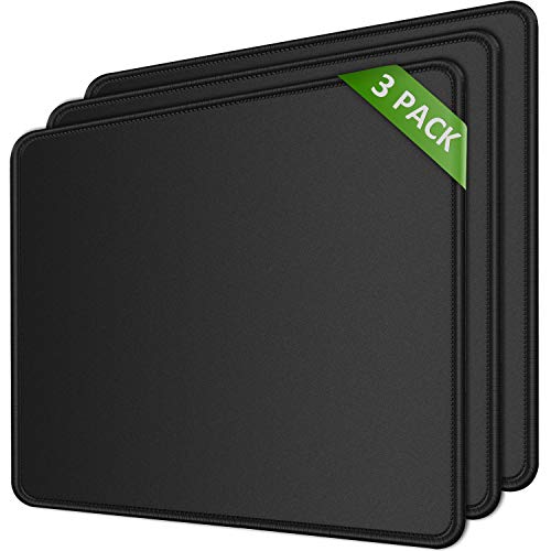 MROCO Mouse Pad [30% Larger] with Stitched Edges, 3 Pack Premium-Textured & Waterproof Mousepad Bulk with Non-Slip Rubber Base, Mouse Pads for Computers, Laptop, PC, Office & Home, 8.5 x 11 in, Black