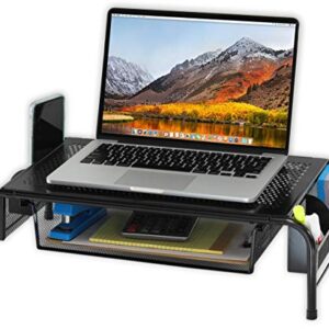 SimpleHouseware Metal Desk Monitor Stand Riser with Organizer Drawer