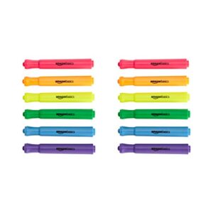 amazon basics tank style highlighters – chisel tip, assorted colors, 12-pack