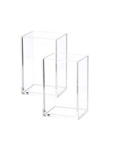 2 pack clear acrylic pencil pen holder cup, makeup brush holder acrylic desk accessories