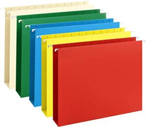 herkka extra capacity hanging file folders, 30 reinforced hang folders, heavy duty 2 inch expansion, designed for bulky files, medical charts, assorted colors, letter size, 30 pack