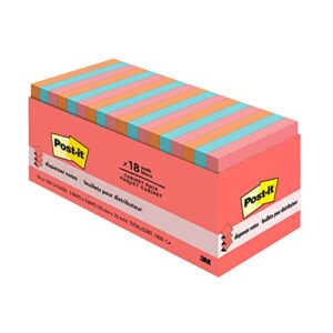 post-it pop-up notes, 3×3 in, 18 pads, america’s #1 favorite sticky notes, poptimistic collection, bright colors (pink, orange, blue), clean removal, recyclable (r330-18ctcp)