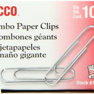 ACCO Paper Clips, Jumbo, Smooth, Economy, 10 Boxes, 100/Box (72580),Silver