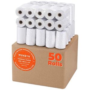 munbyn 2 1/4″ x 50′ thermal paper (50 rolls), bpa free receipt paper, 58mm thermal receipt paper fits all 58mm mini thermal pos printer, square terminal credit card machines