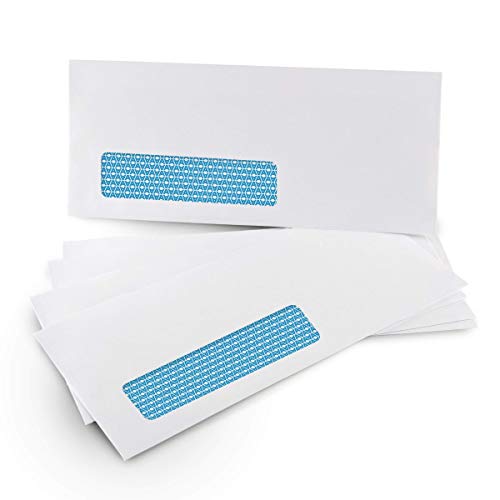 500 #10 Single Left Window SELF Seal Security Envelopes - Super Strong Quick-Seal Self Sealing Closure, Security Tinted, Size 4-1/8 x 9-1/2 Inches, 24 LB - 500 Count (35210)