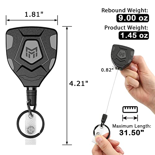 MNGARISTA Heavy Duty Retractable Keychain with Belt Clip, Retractable ID Badge Reel, Retractable Badge Holder with 31.5” Steel Cord and Key Ring, 9.0oz, 2-Pack