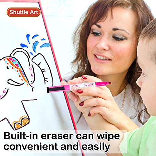 Shuttle Art Dry Erase Markers, 20 Colors Magnetic Whiteboard Markers with Erase, Fine Point Dry Erase Markers Perfect for Writing on Dry-Erase Whiteboard Mirror Glass for School Office Home