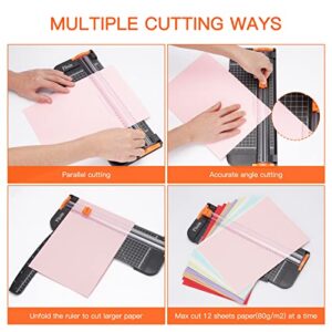 Flisin Paper Cutter,Portable Paper Slicer,12 Inch Paper Trimmer Scrapbooking Tool with Automatic Security Safeguard and Side Ruler for Craft Paper,A4 Paper,Coupon, Label and Cardstock (Black)