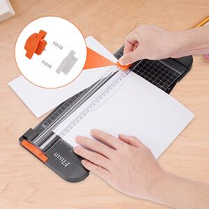 Flisin Paper Cutter,Portable Paper Slicer,12 Inch Paper Trimmer Scrapbooking Tool with Automatic Security Safeguard and Side Ruler for Craft Paper,A4 Paper,Coupon, Label and Cardstock (Black)