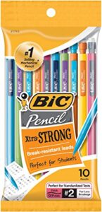 bic xtra-strong mechanical pencil, colorful barrel, thick point (0.9mm), 10-count