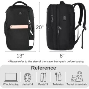 MATEIN Travel Backpack, 40L Flight Approved Carry on Hand Luggage, Water Resistant Anti-Theft Business Large Daypack Weekender Bag for 17 Inch Laptop, Black