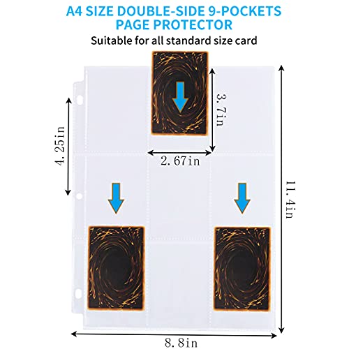 9 Pocket Page Protector - 540 Pockets Premium Double Side Trading Card Sleeves Pages for 3 Ring Binder, Standard Size Card Sheets Protectors Fit for Sport Cards, Coupon, Business Cards, Pokemon Cards