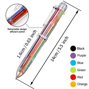 Eeoyu 6 Pack Multicolor Pens 0.5mm 6-in-1 Retractable Ballpoint Pens 6 Colors Transparent Barrel Ballpoint Pen for Office School Supplies Students Children Gift