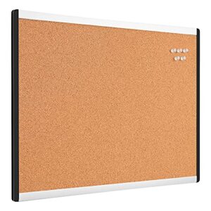 amazon basics cork board with aluminum/plastic frame and mounting tabs, 17 x 23 inches