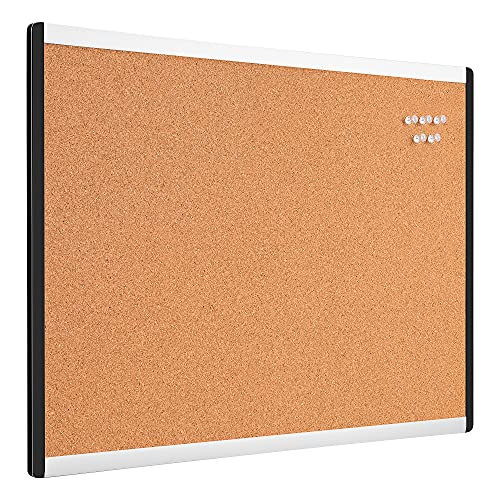 Amazon Basics Cork Board with Aluminum/Plastic Frame and Mounting Tabs, 17 x 23 Inches