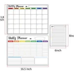 Hivillexun Magnetic Dry Erase Calendar Whiteboard Set (3-Pack) for Refrigerator, Wall, and Fridge Organization with Monthly, Weekly, and Daily Notepads. Comes with 8 Markers and 1 Eraser