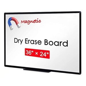 viz-pro magnetic dry erase white board, 36 x 24 inches, black aluminium frame
