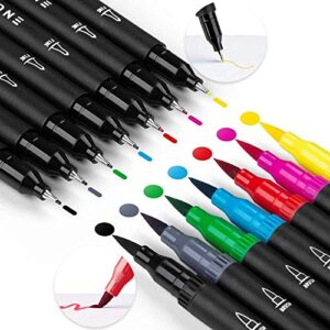 Mogyann Coloring Markers for Adult 100 Colors Dual Tip Brush Pens with Fine Tip and Brush Tip for Coloring and Calligraphy Drawing