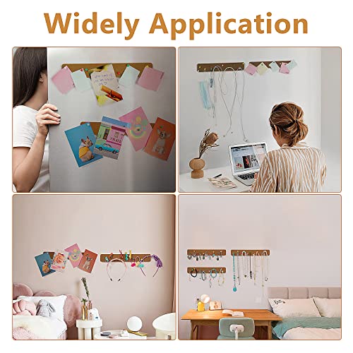 5 Pack Felt Pin Board Bar Strips Bulletin Board for Bedrooms Offices Home Wall Decoration, Notice Board Self Adhesive Cork Board with 35 Push Pins for Paste Notes, Photos, Schedules (Brown)