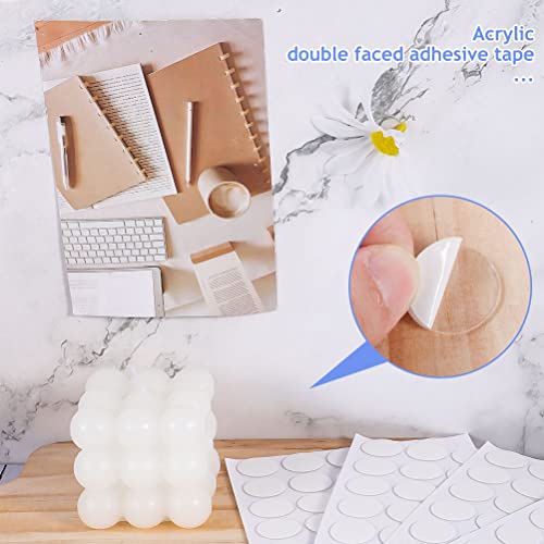 156 PCS Double Sided Adhesive Dots, Removable Clear Sticky Putty No Trace Round Adhesive Putty for Wax Seal Kit Wall Hanging Festival Decoration (10mm +15mm)