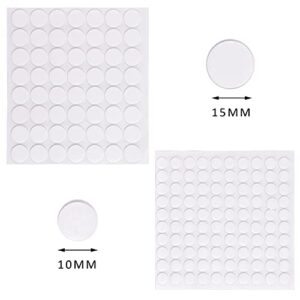 156 PCS Double Sided Adhesive Dots, Removable Clear Sticky Putty No Trace Round Adhesive Putty for Wax Seal Kit Wall Hanging Festival Decoration (10mm +15mm)