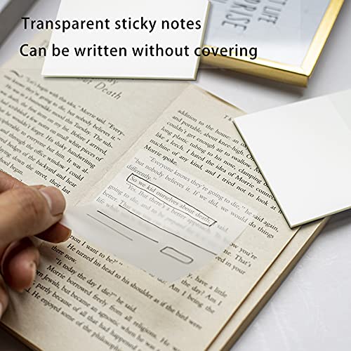 Transparent Sticky Note Pads - 500 Pcs Waterproof Self-Adhesive Pad，Translucent Sticky Notes Suitable for Reading、Studying、 Home、Office、School，Sticks Securely，Removes Cleanly (3x3in)