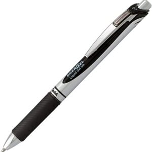 Pentel Energel 0.7 MM RTX Retractable Deluxe Liquid Gel Pen, Bulk Pack Of 10 Black Ink Metal , Medium Line, Metal Tip Premium Pens Great for Office, School & Home for Women & Men BL77BP10A