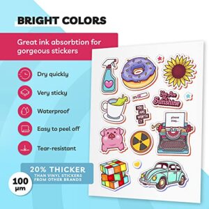 (30 Sheets) Printable Vinyl Sticker Paper for Inkjet Printer Waterproof - White, Matte, 8.5 x 11 Inkjet Sticker Paper, Cricut Sticker Paper Printable , Waterproof Sticker Paper / Paper Plan