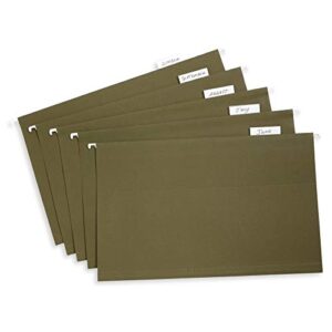 Blue Summit Supplies 50 Legal Size Hanging File Folders, 1/5 Cut Adjustable Tabs, Legal Size, 5 Tab Locations, Designed for Legal and Law Office File Organization, Standard Green, 50 Pack, Legal Size