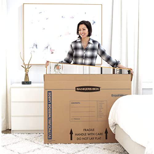 Bankers Box SmoothMove TV/Picture/Mirror Moving Box, Large, 48 x 4 x 33 Inches, 4 Pack (7711301), Kraft