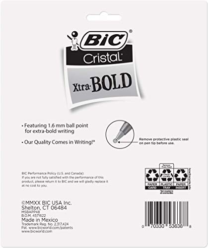 BIC Cristal Xtra Bold Fashion Ballpoint, 48 Pack, NEW ASSORTED COLORS, Medium Point 1.6mm Great Colored Pens For Note Taking, School Supplies for Adults And Kids.