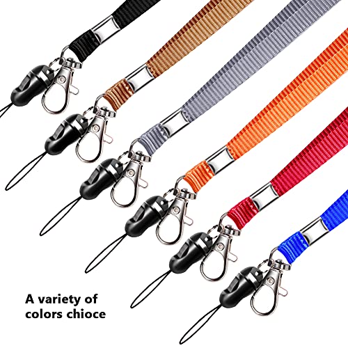 6 Pack Neck Lanyard with ID Badge Holder, Office Strap Lanyards, Stainless Metal Swivel Hook for Name Tag, Badge Holders, Keychains, Card, Black