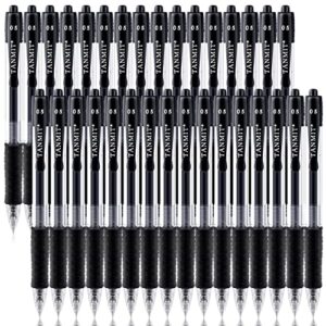 tanmit black gel pens, retractable roll ball gel pen, 30 black pens fine point with comfortable grips for smooth writing