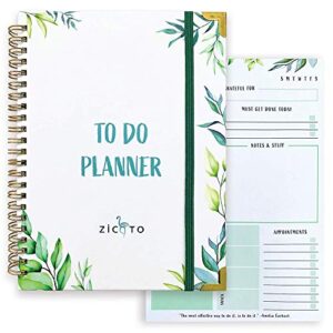 simplified greenery to do list notebook – beautiful daily planner easily organizes your daily tasks and boosts productivity – the perfect journal and undated office supplies notepad for women