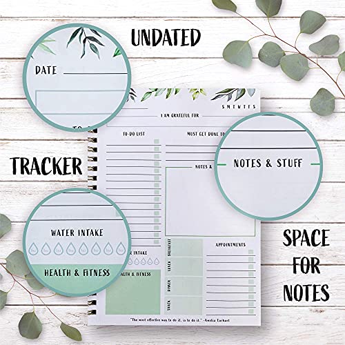 Simplified Greenery To Do List Notebook - Beautiful Daily Planner Easily Organizes Your Daily Tasks And Boosts Productivity - The Perfect Journal And Undated Office Supplies Notepad For Women