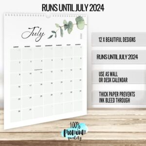 Aesthetic 2023 Vertical Greenery Wall Calendar - Runs Until July 2024 - The Perfect Monthly Calendar for Easy Planning