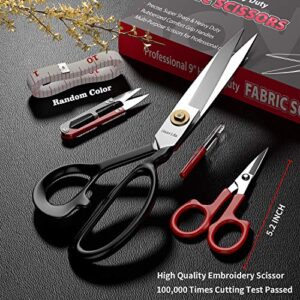 Fabric Scissors Tailor Sewing Shears - 9 Inch Heady Duty Scissors for Fabric Cutting Professional Ultra Sharp Cloth Tailor Scissors Multipurpose Utility Dressmaker Leather Titanium Scissors (9Inch)