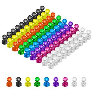 90 pcs colorful push pin magnets, office magnets,8 assorted color strong magnetic push pins, perfect to use as kitchen home and school classroom magnets, map magnets,whiteboard magnets
